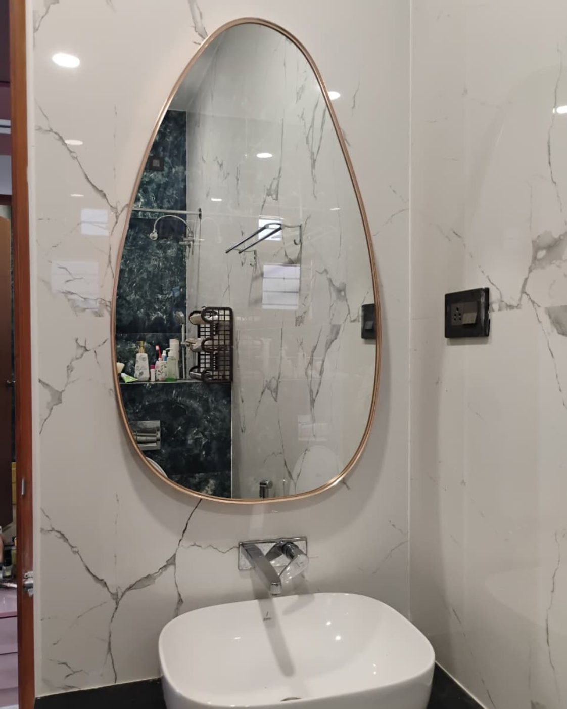 Egg Shape Framed Mirror