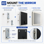 Circular Frameless LED Wall Mirror with Butterfly Illumination Pattern
