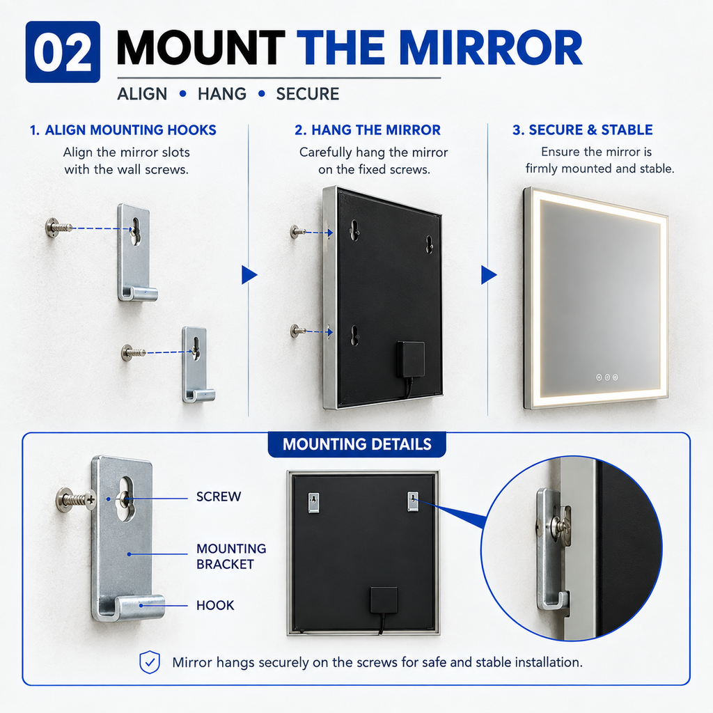 Framed LED Mirror with Backlit Design