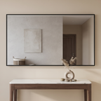 Modern Rectangular Wall Mirror with Thin Black Frame