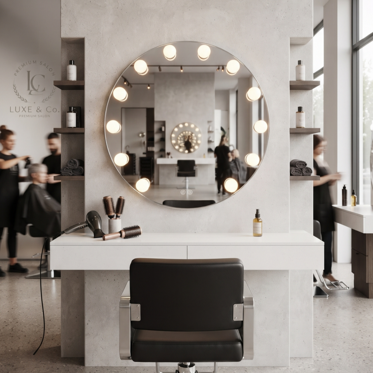 Round Hollywood Lighted Vanity Mirror with Bulbs