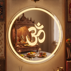 Round LED Om Motif Wall Mirror