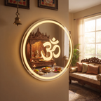 Round LED Om Motif Wall Mirror