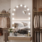Arched Hollywood Vanity Mirror with Built-In LED Bulbs and Magnifier