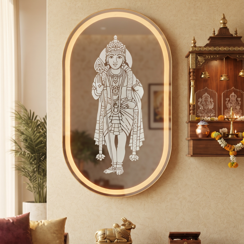 Premium LED Etched Deity Wall Mirror