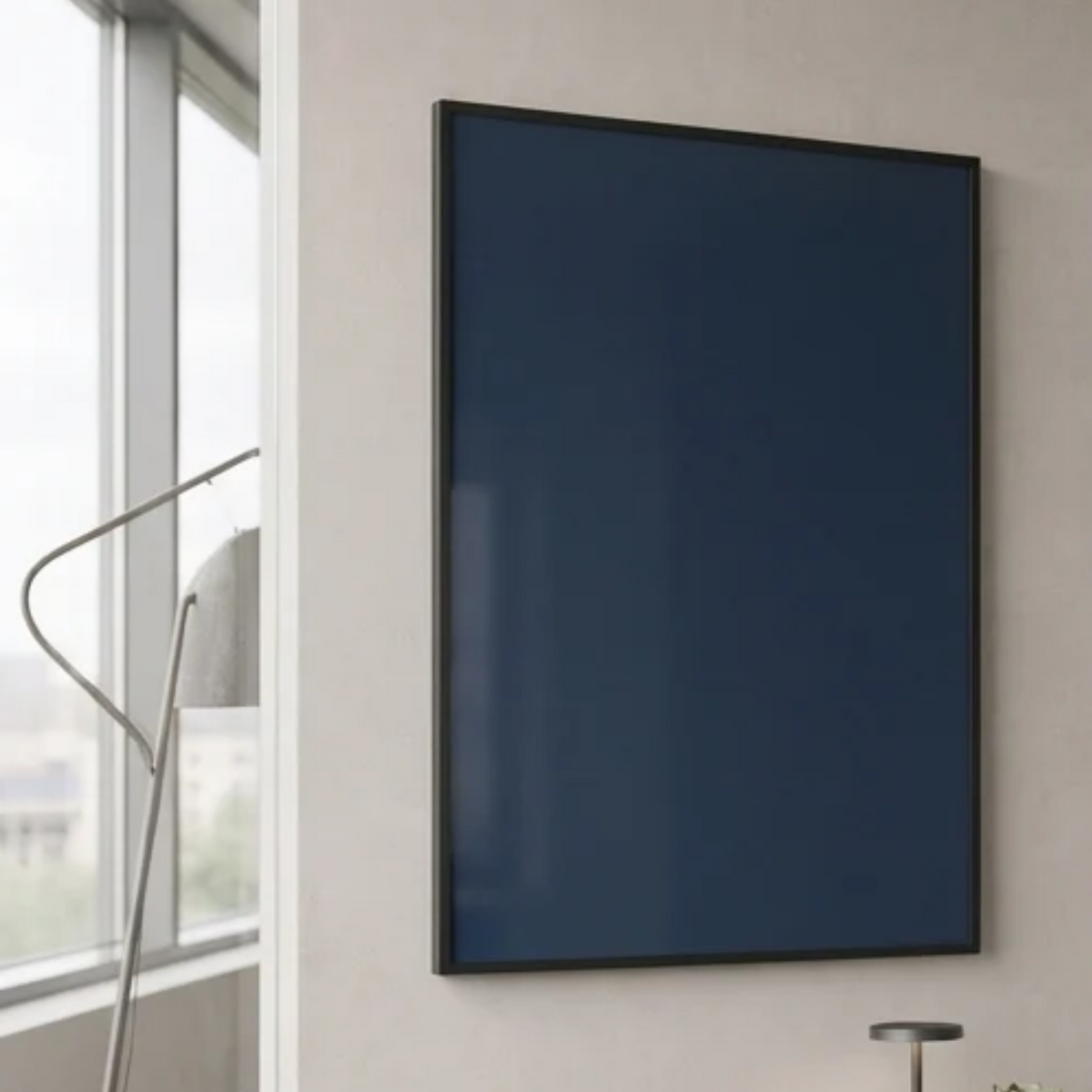 Dark Blue Wall-Mounted Glass Writing Board