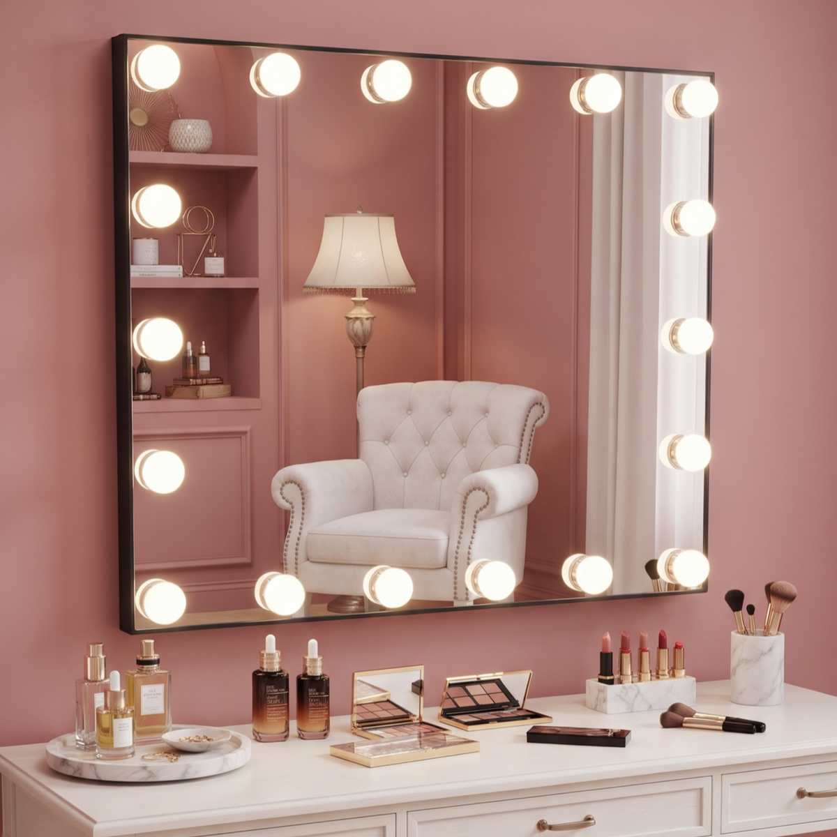 Professional Hollywood Vanity Mirror with Built-In LED Bulbs and Frame