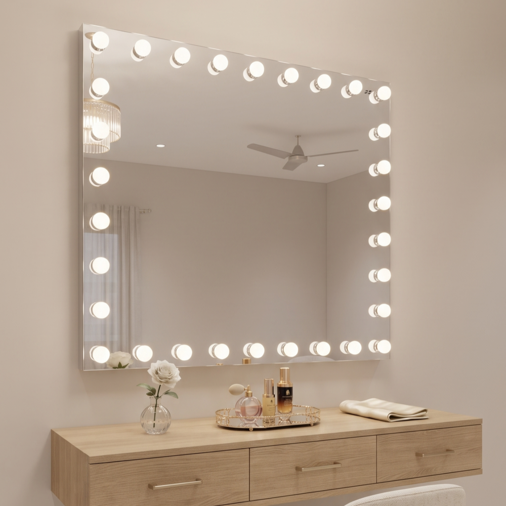 Illuminated Hollywood Vanity Mirror with Built-in Bulbs