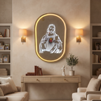 Sacred Heart Jesus Christ LED Oval Wall Mirror
