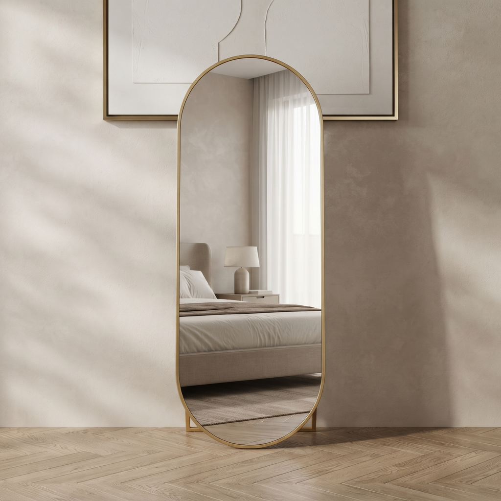 Gold Framed Oval Full Length Floor Mirror