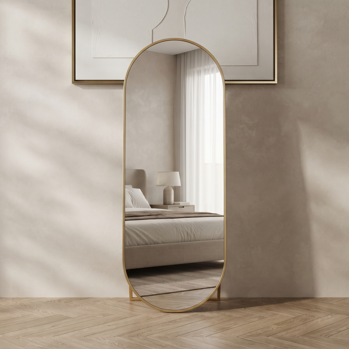 Gold Framed Oval Full Length Floor Mirror