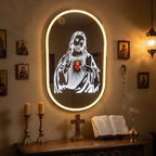 Sacred Heart Jesus Christ LED Oval Wall Mirror