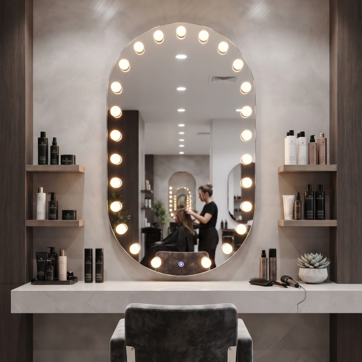 Illuminated Vanity Mirror with Integrated Bulbs