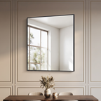 Modern Black-Framed Rectangular Wall Mirror