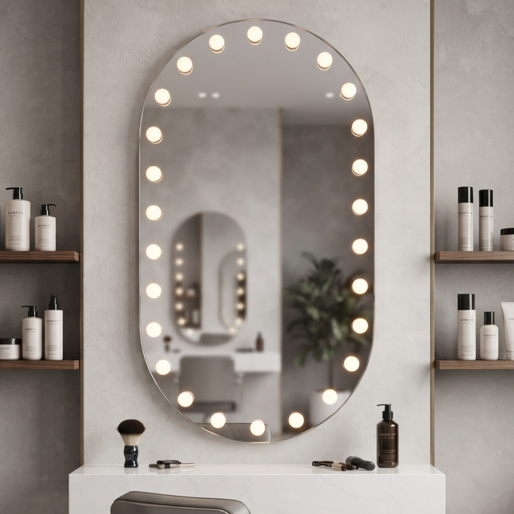 Illuminated Vanity Mirror with Integrated Bulbs