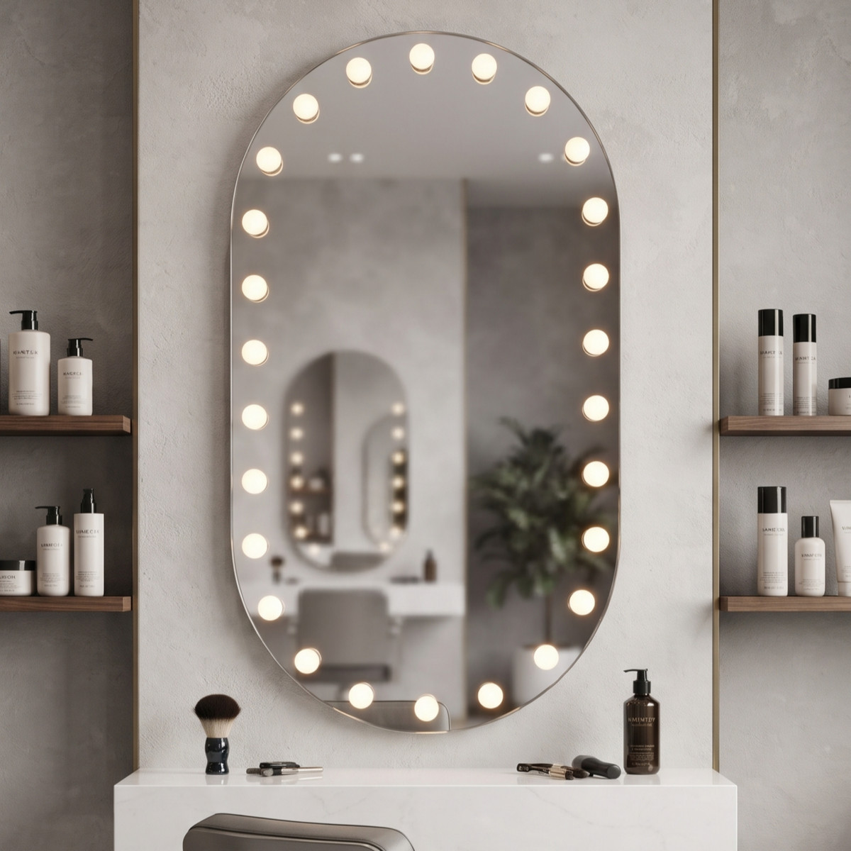 Illuminated Vanity Mirror with Integrated Bulbs
