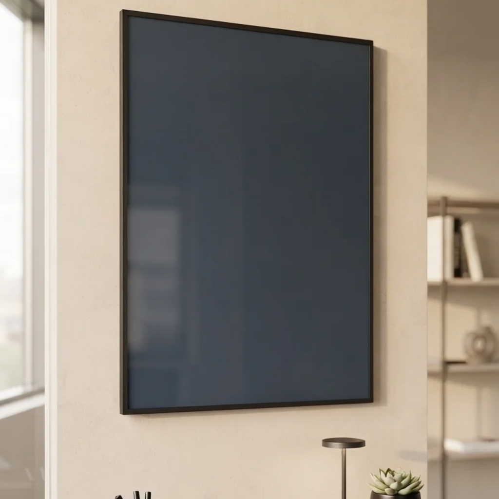 Dark Blue Wall-Mounted Glass Writing Board