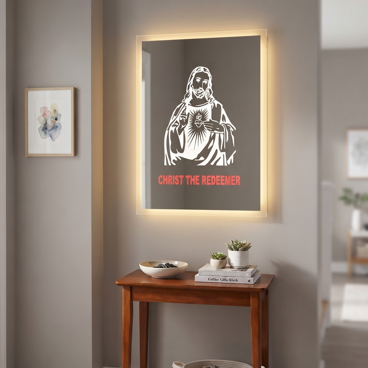 Christ the Redeemer Framed Rectangular LED Wall Mirror