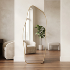 Asymmetrical Gold Framed Full-Length Mirror