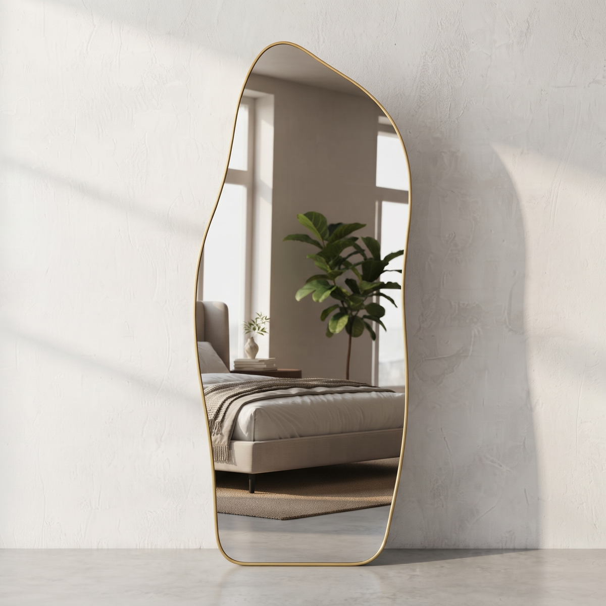 Asymmetrical Gold Framed Full-Length Mirror
