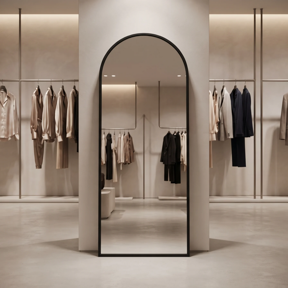 Arched Full-Length Mirror with Black Frame