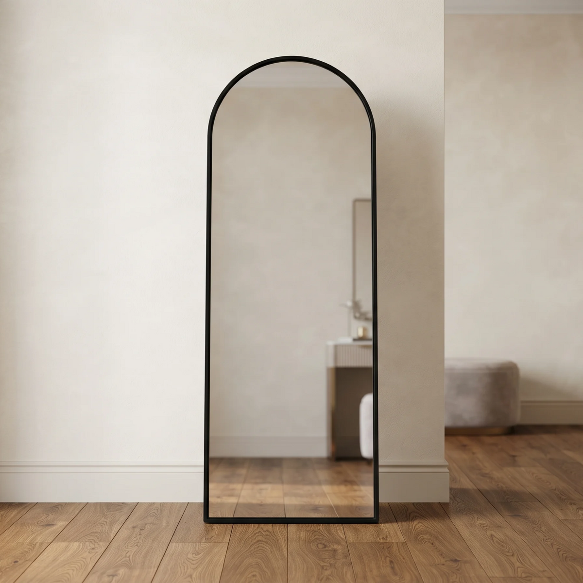 Arched Full-Length Mirror with Black Frame