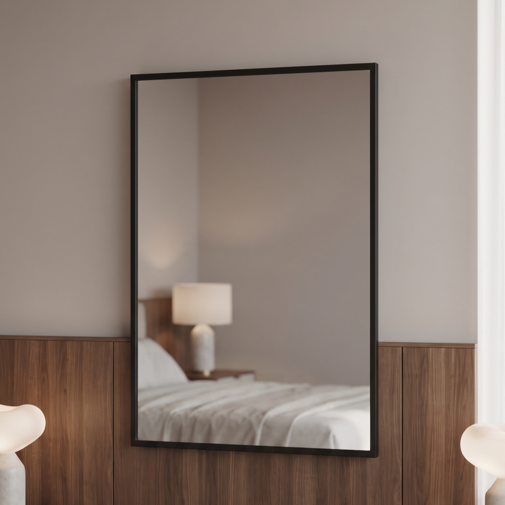 Modern Rectangular Framed Accent Mirror with Slim Profile