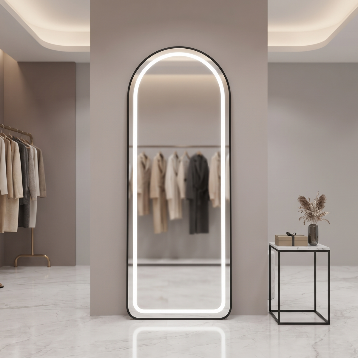 Arched Framed LED Full-Length Mirror