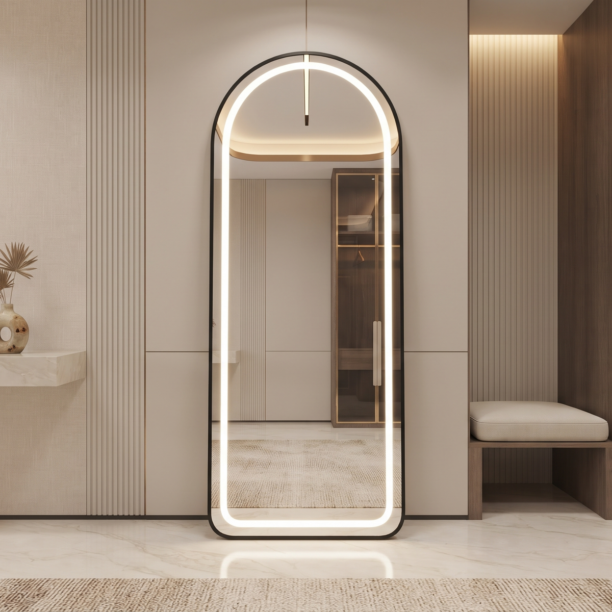 Arched Framed LED Full-Length Mirror