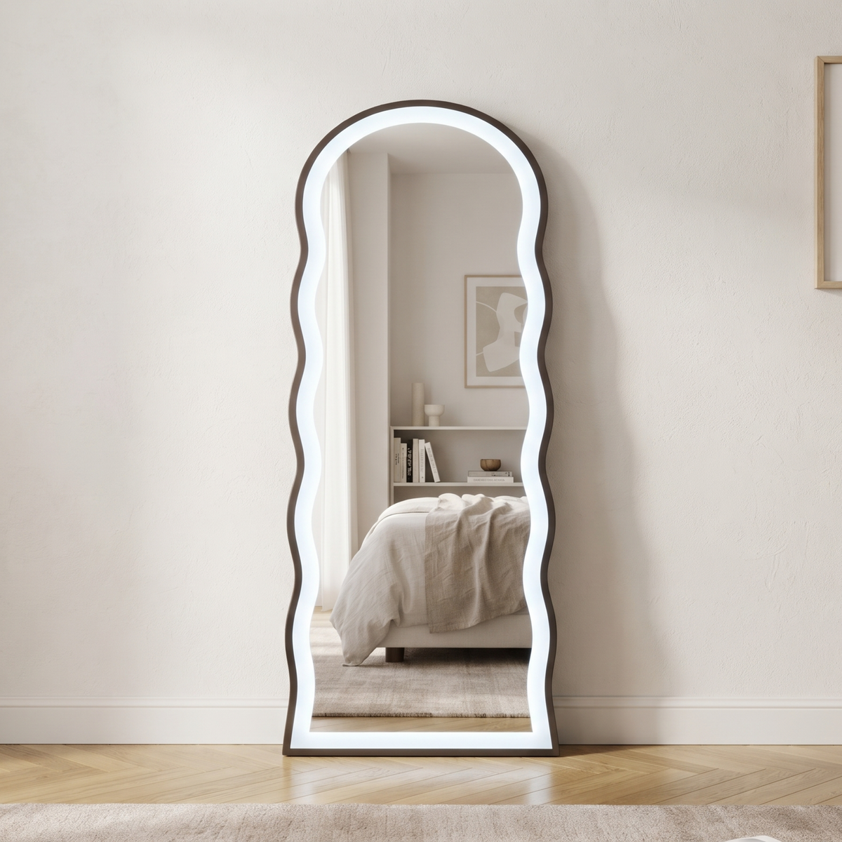 Wavy Frame LED Arched Full-Length Mirror
