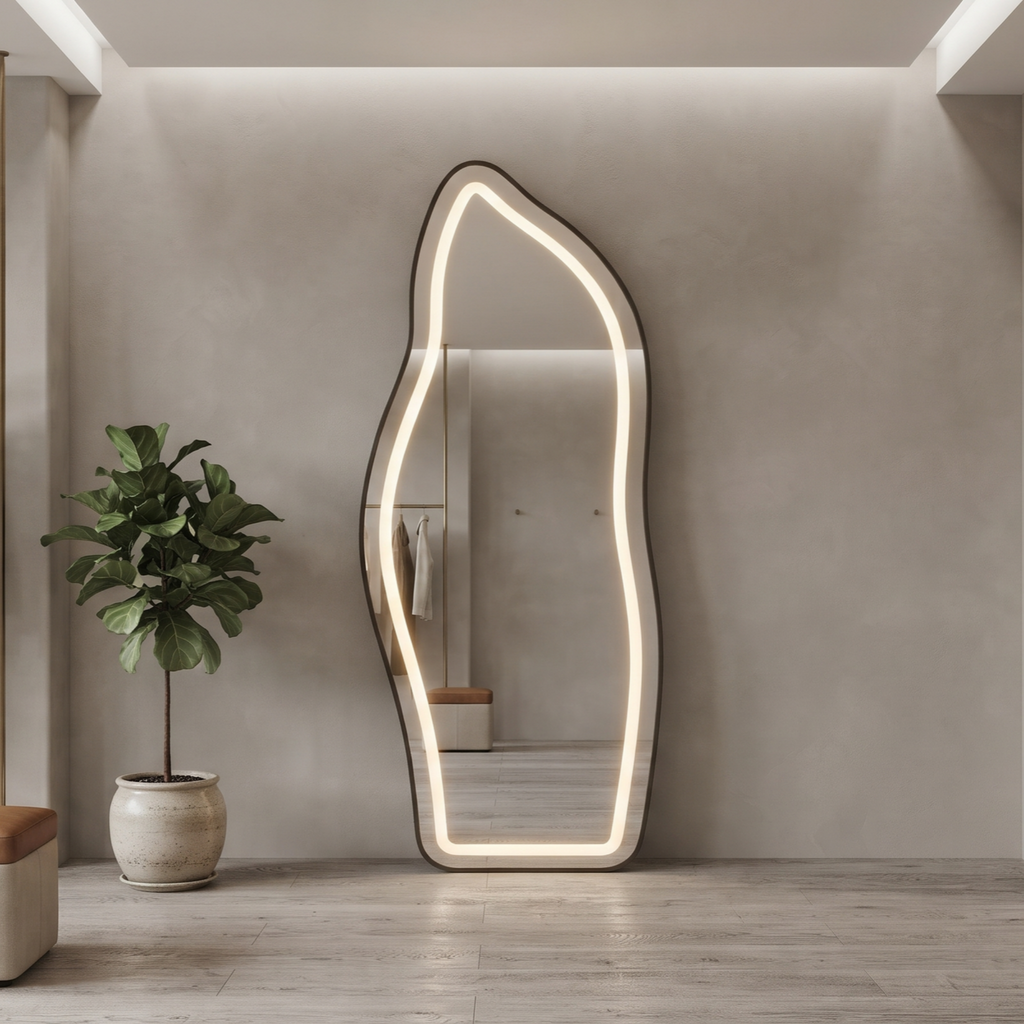 Organic Asymmetric Framed LED Full-Length Mirror