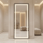 Black Framed LED Rectangular Mirror
