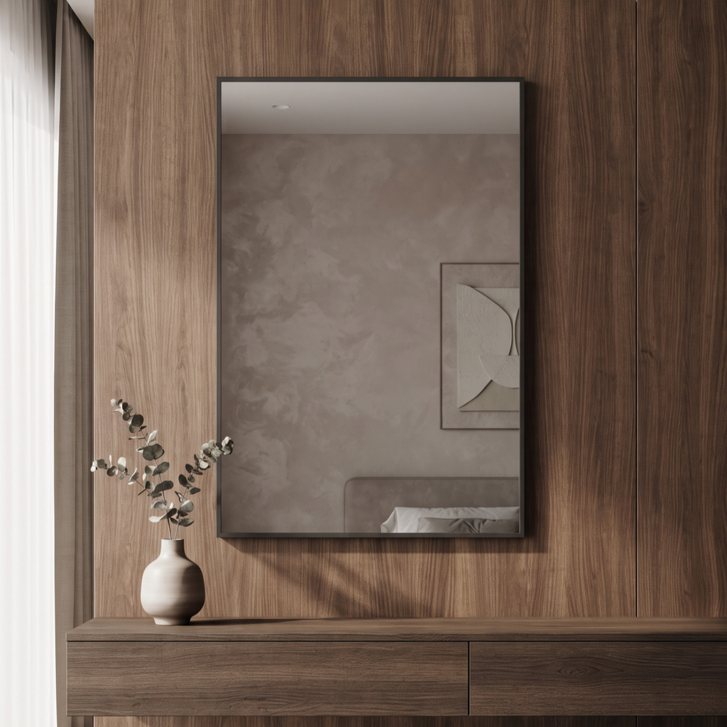 Modern Rectangular Framed Accent Mirror with Slim Profile
