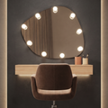 Illuminated Asymmetrical Vanity Mirror with Hollywood Bulbs