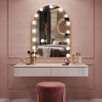 Gold Arched Hollywood Vanity Mirror with Perimeter Bulbs and Touch Controls