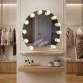 Round Hollywood Lighted Vanity Mirror with Bulbs