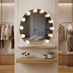 Round Hollywood Lighted Vanity Mirror with Bulbs