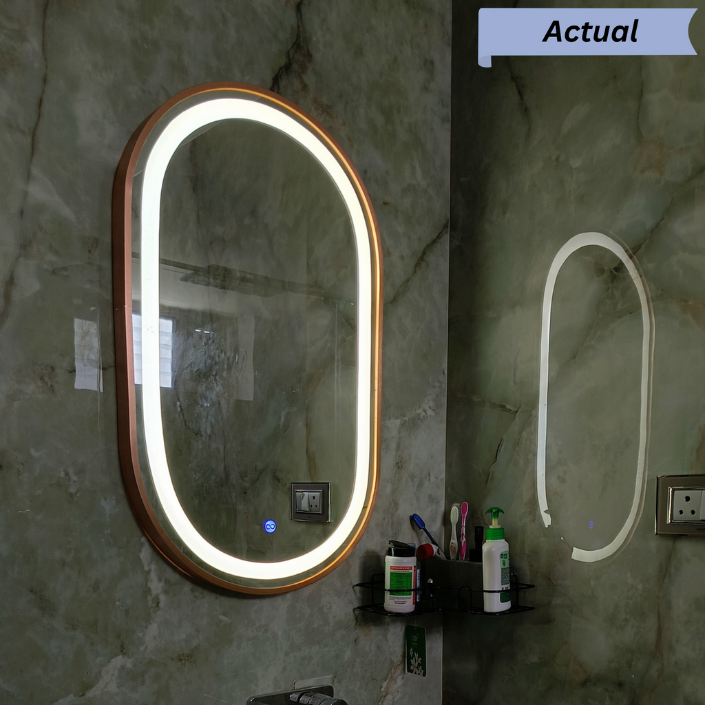 Framed LED Mirror with front light Illumination – Modern Gold Finish