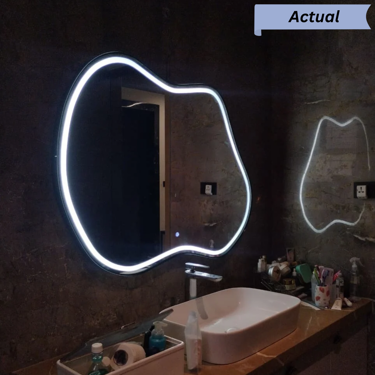 Irregular Framed LED Mirror – Modern Design