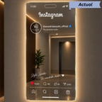 Smartphone- Instagram Design LED Wall Mirror – Living Space , Studio