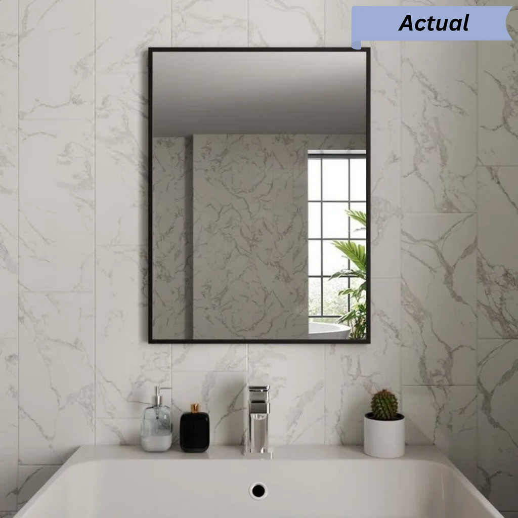 Modern Black-Framed Rectangular Wall Mirror
