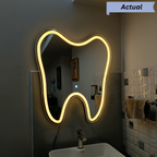 Tooth-Shaped Frameless LED Wall Mirror – Dental Clinic & Professional Space