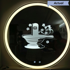 Round Frameless LED Wall Mirror with Spiritual Shivling Etching