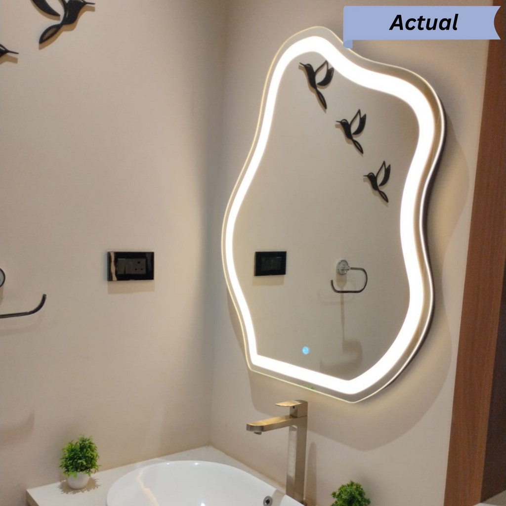 Asymmetric Organic Frameless LED Wall Mirror – Living Room and Dressing Area