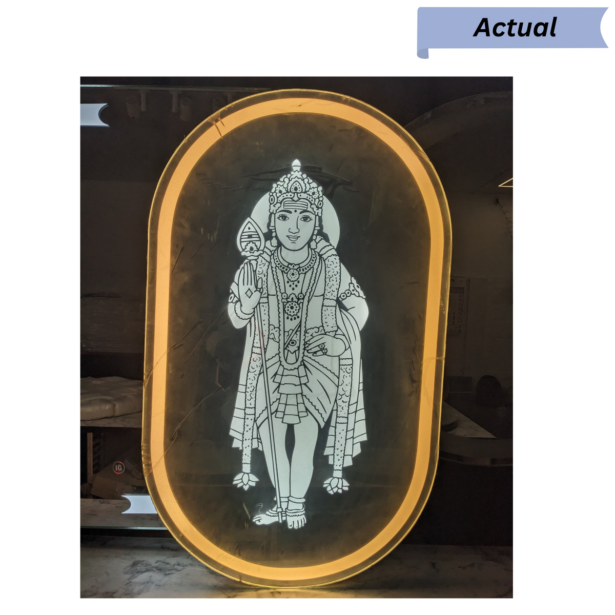 Premium LED Etched Deity Wall Mirror