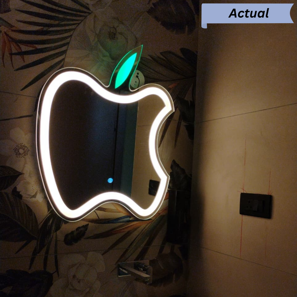 Apple-Shaped Frameless LED Wall Mirror