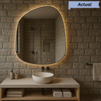 Irregular Framed LED Mirror with Backlit Illumination – Modern Interior Design