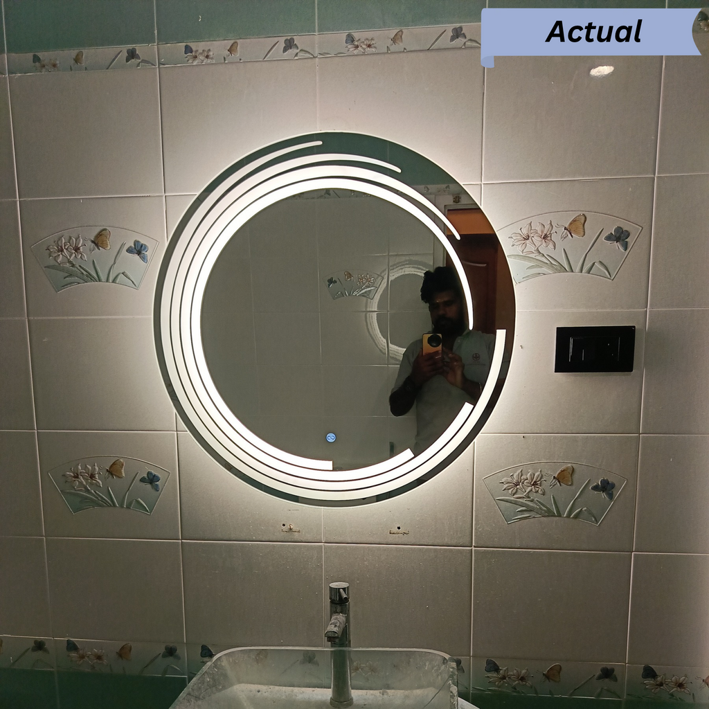 Stylish Illuminated Frameless Round Wall Mirror
