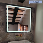 Square Framed LED Mirror with Integrated Front Light Lighting – Modern Interior Design