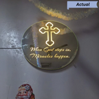 Modern Christian Cross Design Round Frameless LED Wall Mirror